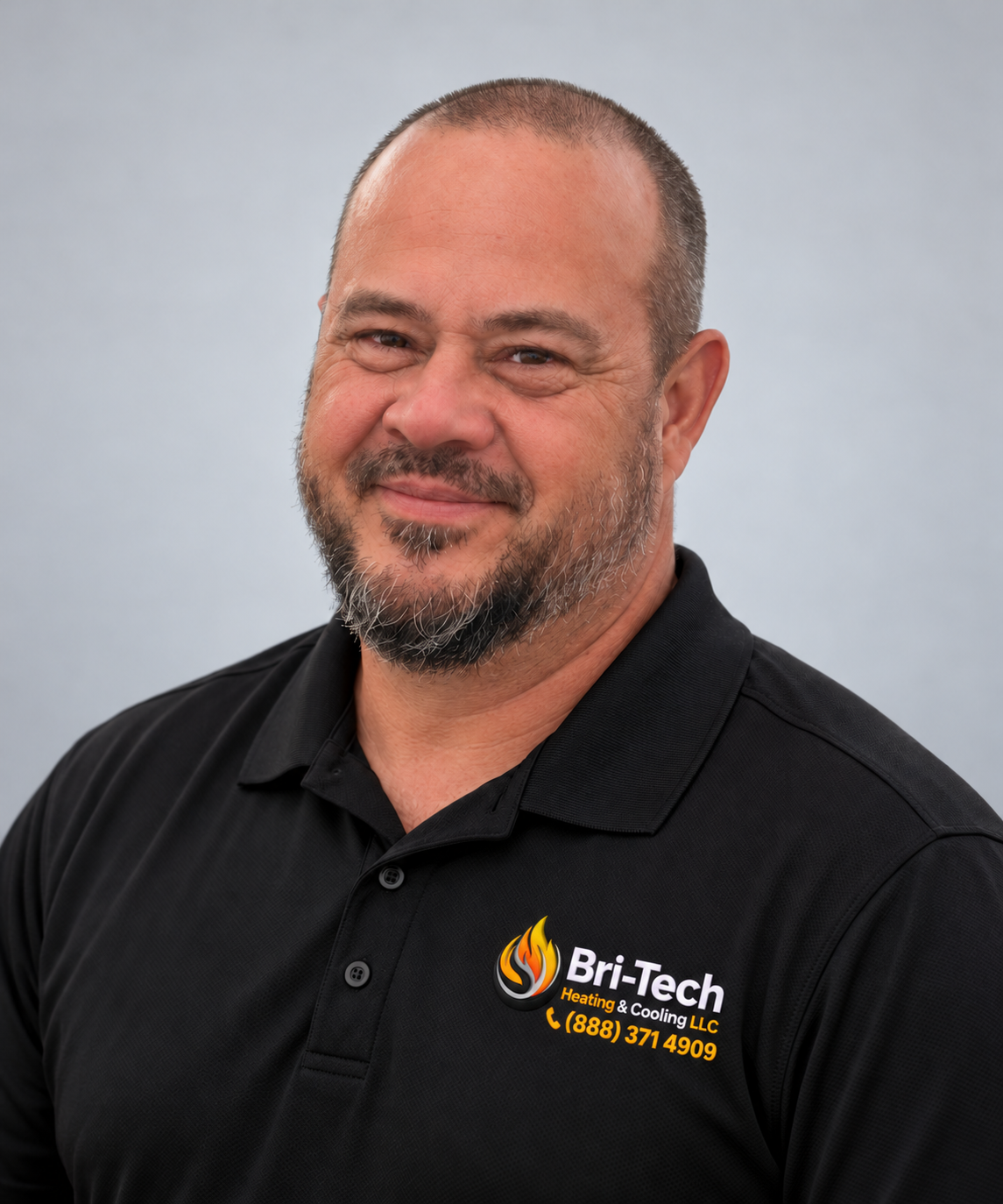Headshot of Barnabás Lengyel wearing a black Bri-Tech polo